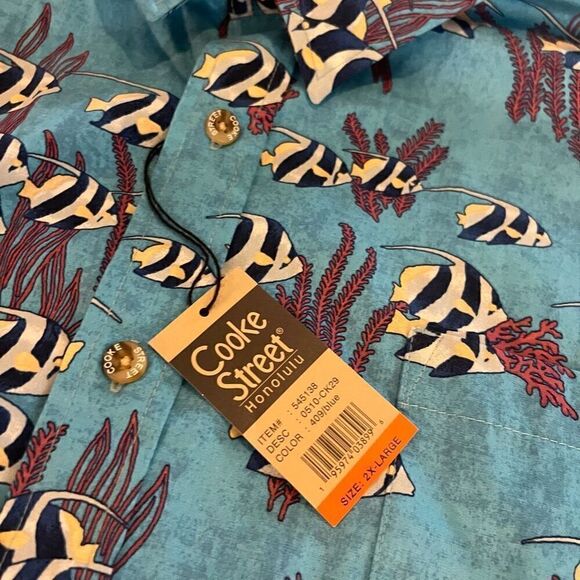 Cooke Blue Fish Casual Hawaiian Shirt‎ Men XXL Bin I-30 - NWT - Picture 3 of 7